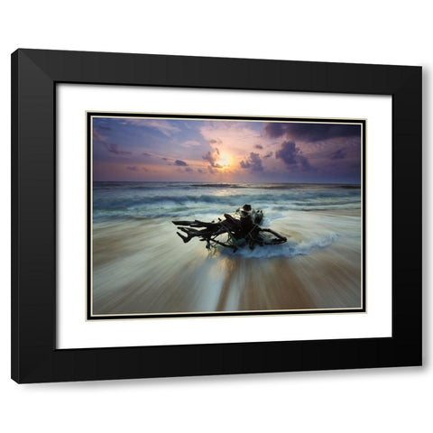 Ocean 28 Black Modern Wood Framed Art Print with Double Matting by Lee, Rachel