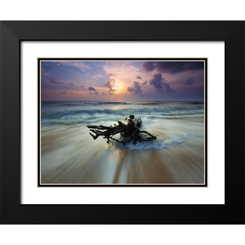 Ocean 28 Black Modern Wood Framed Art Print with Double Matting by Lee, Rachel