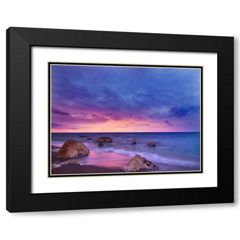 Ocean 33 Black Modern Wood Framed Art Print with Double Matting by Lee, Rachel