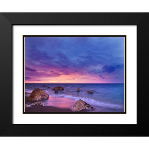 Ocean 33 Black Modern Wood Framed Art Print with Double Matting by Lee, Rachel