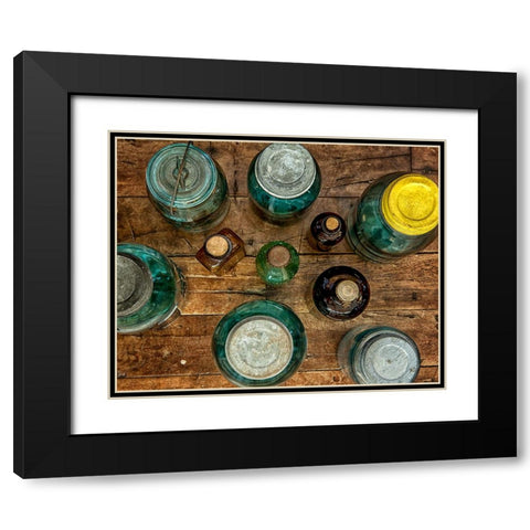 Old Jars Black Modern Wood Framed Art Print with Double Matting by Lee, Rachel