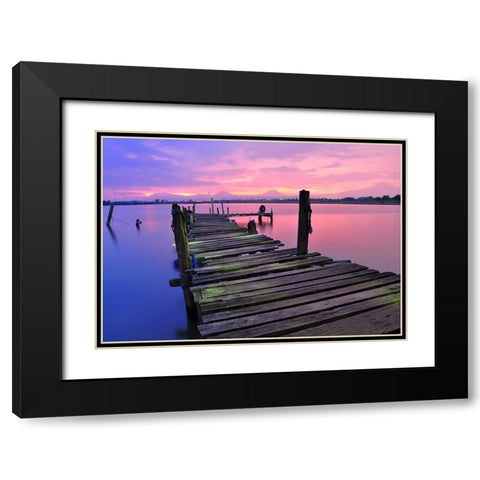 Pier 11 Black Modern Wood Framed Art Print with Double Matting by Lee, Rachel