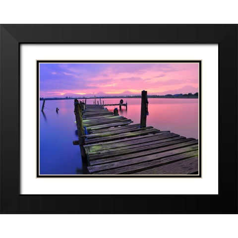 Pier 11 Black Modern Wood Framed Art Print with Double Matting by Lee, Rachel