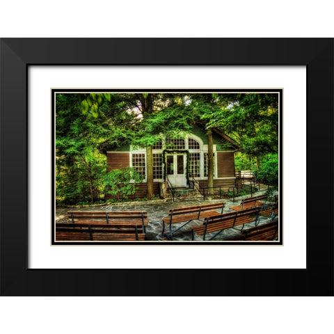 Signal Mountain Little Brown Church Black Modern Wood Framed Art Print with Double Matting by Lee, Rachel