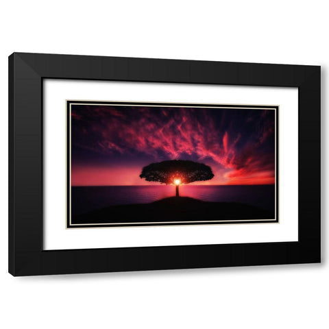 Trees 28 Black Modern Wood Framed Art Print with Double Matting by Lee, Rachel