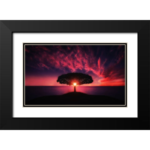 Trees 28 Black Modern Wood Framed Art Print with Double Matting by Lee, Rachel