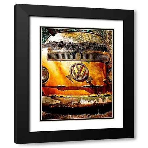 VW Bus Black Modern Wood Framed Art Print with Double Matting by Lee, Rachel