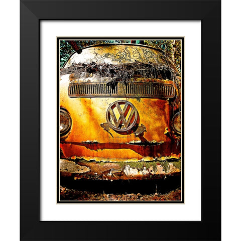 VW Bus Black Modern Wood Framed Art Print with Double Matting by Lee, Rachel