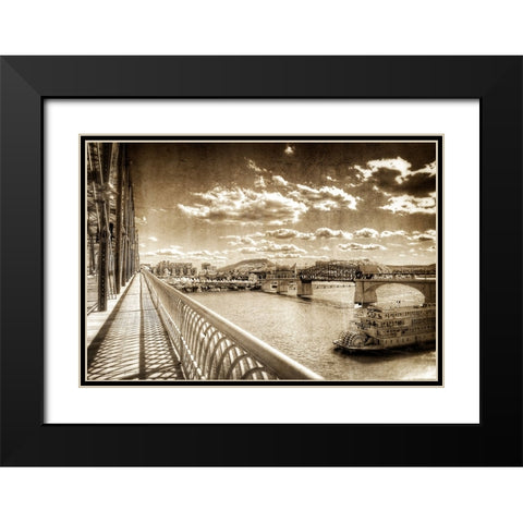Walnut To Lookout Textured Black Modern Wood Framed Art Print with Double Matting by Lee, Rachel