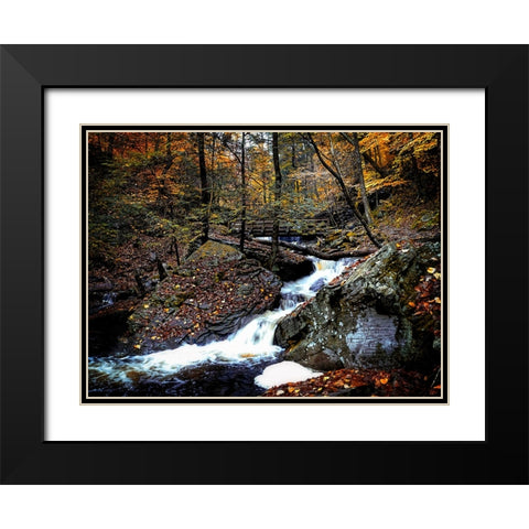 Waterfall 45 Black Modern Wood Framed Art Print with Double Matting by Lee, Rachel
