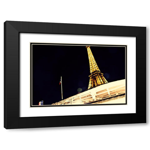 Eiffel Tower Black Modern Wood Framed Art Print with Double Matting by Malone, Will