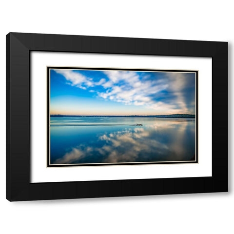 Boat Blur Black Modern Wood Framed Art Print with Double Matting by Malone, Will