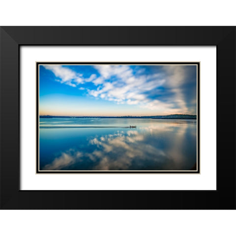 Boat Blur Black Modern Wood Framed Art Print with Double Matting by Malone, Will