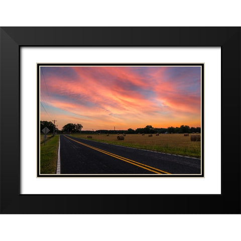 Sunrise Road Black Modern Wood Framed Art Print with Double Matting by Malone, Will