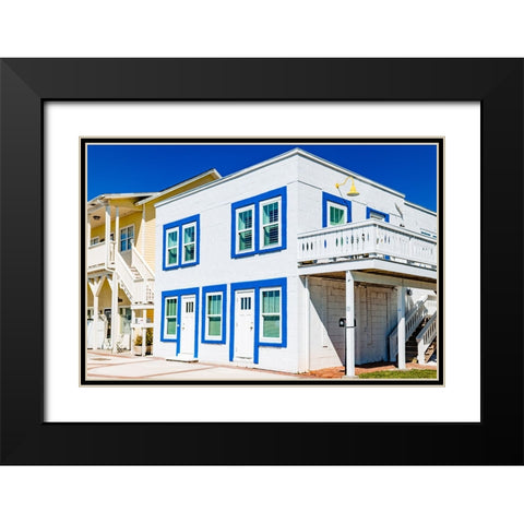 The Blue Beach House Black Modern Wood Framed Art Print with Double Matting by Malone, Will