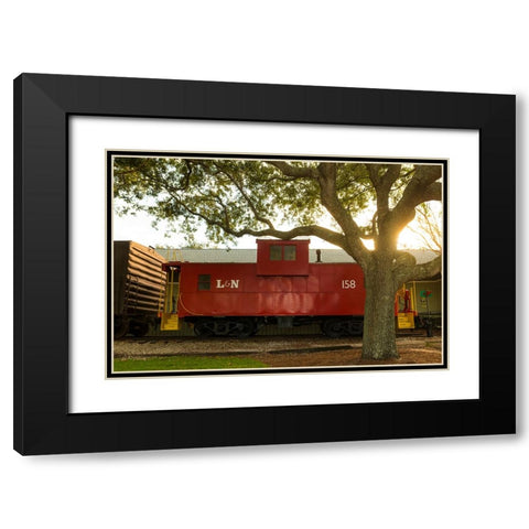 Caboose Black Modern Wood Framed Art Print with Double Matting by Malone, Will