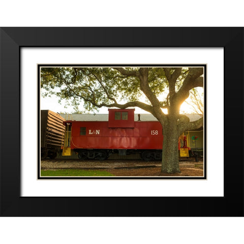 Caboose Black Modern Wood Framed Art Print with Double Matting by Malone, Will