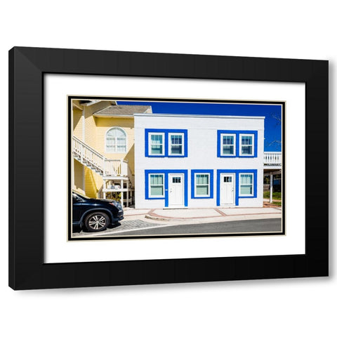 The Blue Beach House 2 Black Modern Wood Framed Art Print with Double Matting by Malone, Will