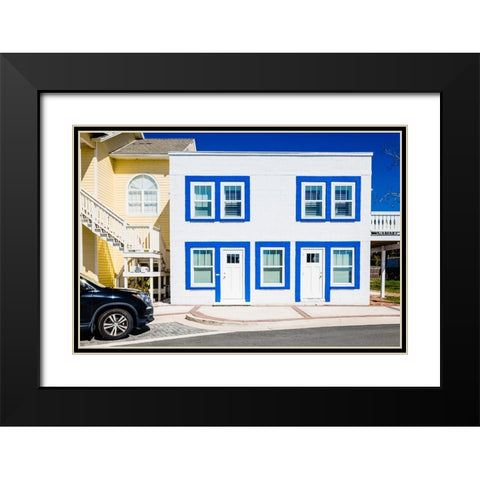 The Blue Beach House 2 Black Modern Wood Framed Art Print with Double Matting by Malone, Will