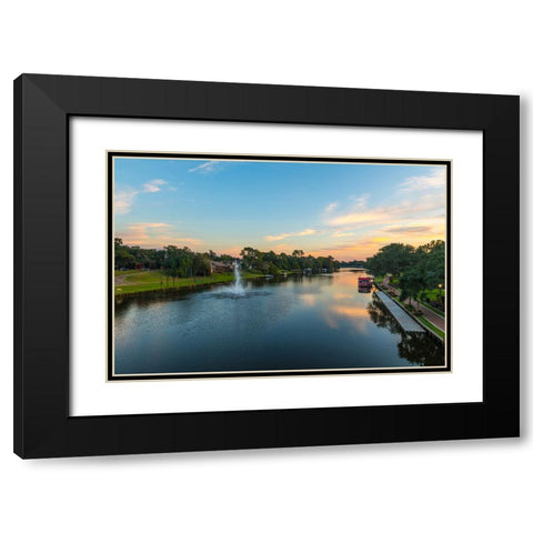Cane River Sunset Black Modern Wood Framed Art Print with Double Matting by Malone, Will