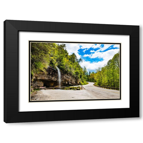 Bridal Veil Falls Black Modern Wood Framed Art Print with Double Matting by Malone, Will