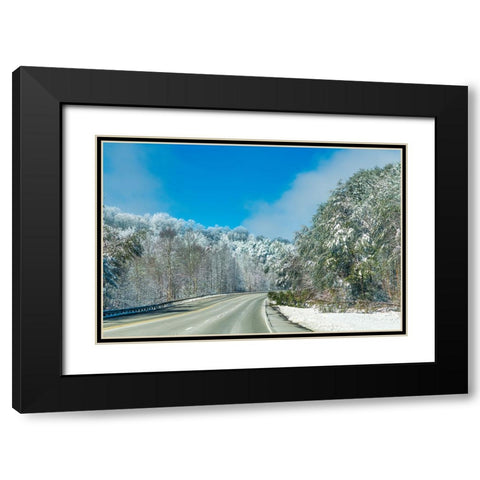 Snow Road Black Modern Wood Framed Art Print with Double Matting by Malone, Will
