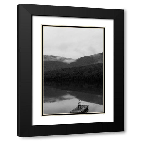 Fishing Black Modern Wood Framed Art Print with Double Matting by Malone, Will