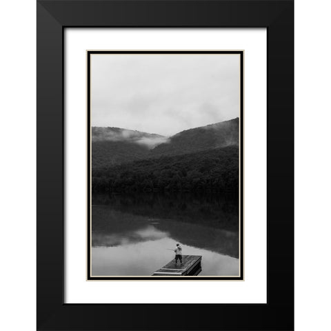 Fishing Black Modern Wood Framed Art Print with Double Matting by Malone, Will