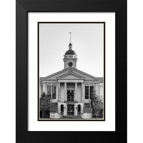 Aiken Courthouse Monochrome Black Modern Wood Framed Art Print with Double Matting by Malone, Will