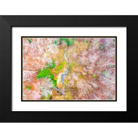 Aerial Creek Black Modern Wood Framed Art Print with Double Matting by Malone, Will