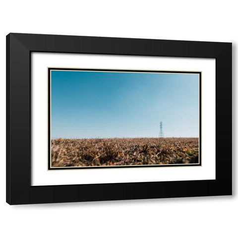 Powerline Field Black Modern Wood Framed Art Print with Double Matting by Malone, Will