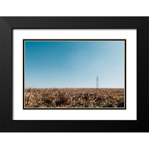 Powerline Field Black Modern Wood Framed Art Print with Double Matting by Malone, Will