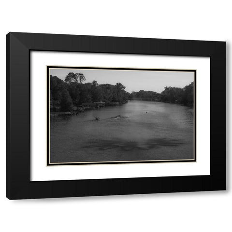 Cane River Rowing Black Modern Wood Framed Art Print with Double Matting by Malone, Will