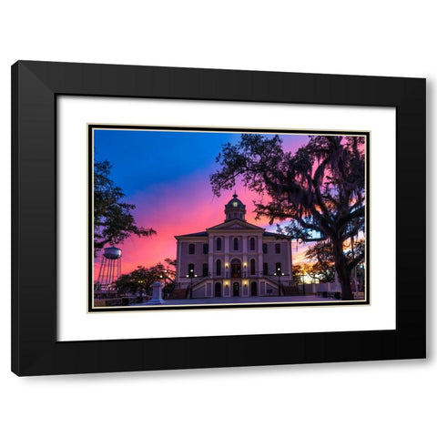 Courthouse Sunset 2 Black Modern Wood Framed Art Print with Double Matting by Malone, Will