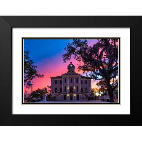Courthouse Sunset 2 Black Modern Wood Framed Art Print with Double Matting by Malone, Will
