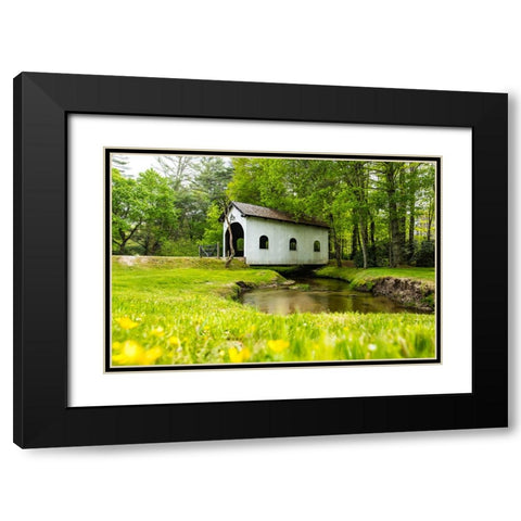 Covered Bridge Black Modern Wood Framed Art Print with Double Matting by Malone, Will