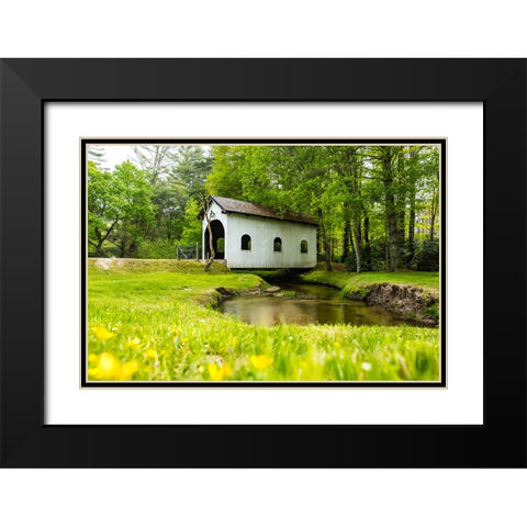 Covered Bridge Black Modern Wood Framed Art Print with Double Matting by Malone, Will