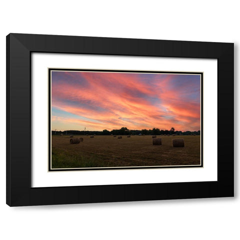 Hay Bail Sky Black Modern Wood Framed Art Print with Double Matting by Malone, Will