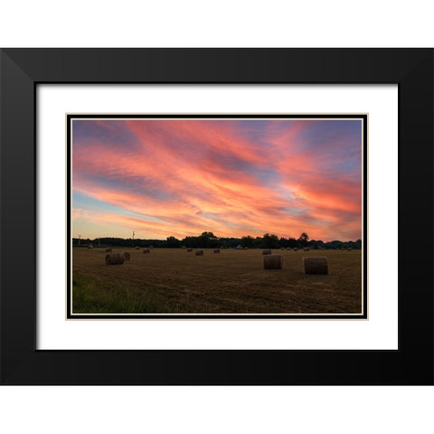 Hay Bail Sky Black Modern Wood Framed Art Print with Double Matting by Malone, Will