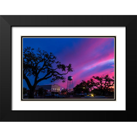 Watertower Sunset Black Modern Wood Framed Art Print with Double Matting by Malone, Will