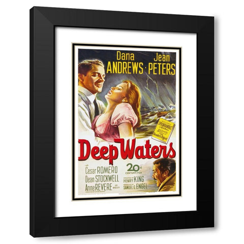 Deep Waters Black Modern Wood Framed Art Print with Double Matting by Screendoor