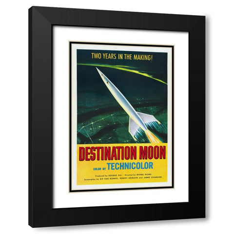 Destination Moon Black Modern Wood Framed Art Print with Double Matting by Screendoor