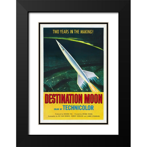 Destination Moon Black Modern Wood Framed Art Print with Double Matting by Screendoor