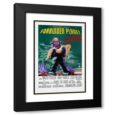 Forbidden Planet Black Modern Wood Framed Art Print with Double Matting by Screendoor