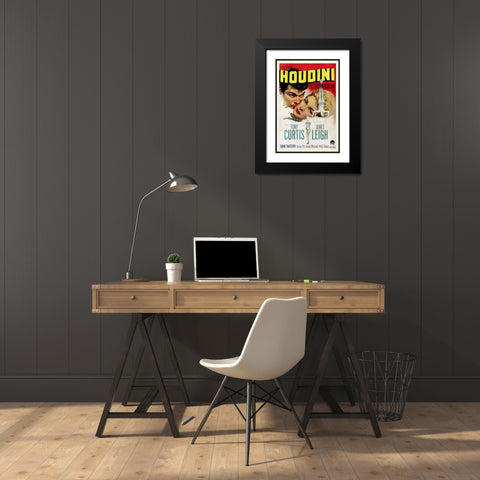 Houdini Black Modern Wood Framed Art Print with Double Matting by Screendoor