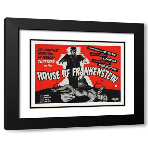 House Of Frankenstein Black Modern Wood Framed Art Print with Double Matting by Screendoor