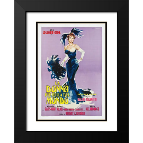 La Donna Piu Bella Del Mondo Black Modern Wood Framed Art Print with Double Matting by Screendoor
