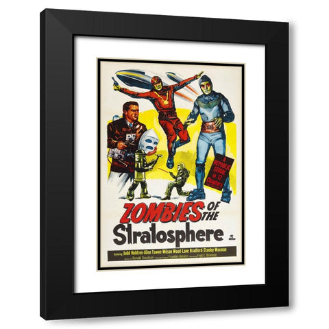 Zombies of the Stratosphere Black Modern Wood Framed Art Print with Double Matting by Screendoor