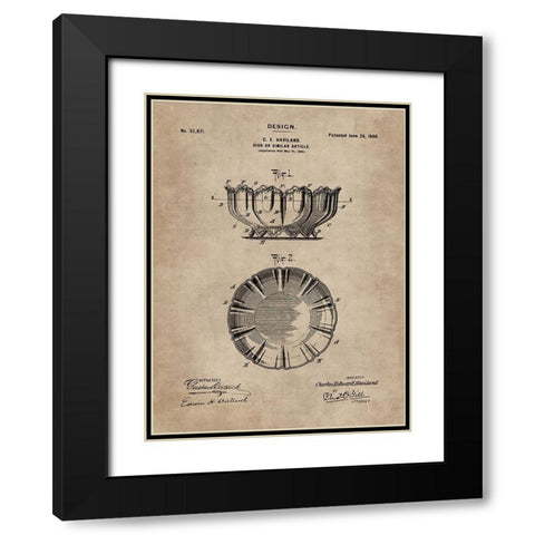 Patent Document of a Dish Black Modern Wood Framed Art Print with Double Matting by CAG