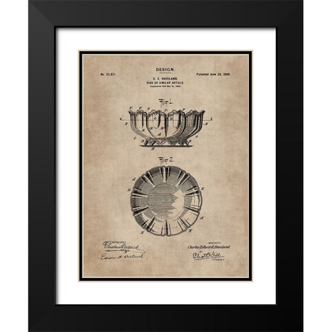 Patent Document of a Dish Black Modern Wood Framed Art Print with Double Matting by CAG